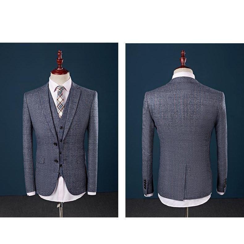 Men's Light Gray Two Button Slim Fit Suit - Three Piece