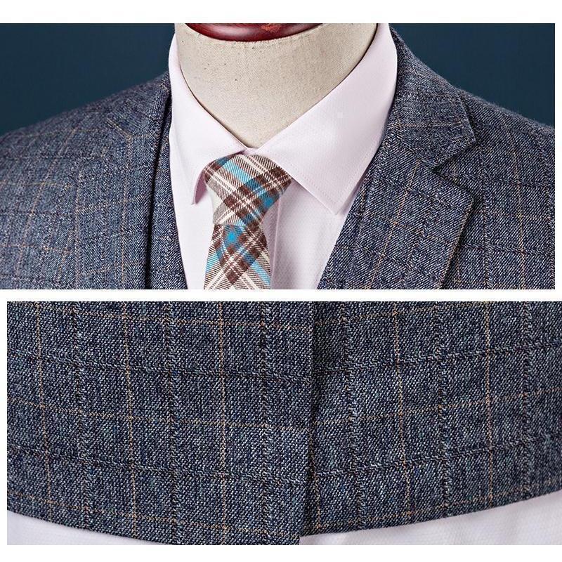Men's Light Gray Two Button Slim Fit Suit - Three Piece