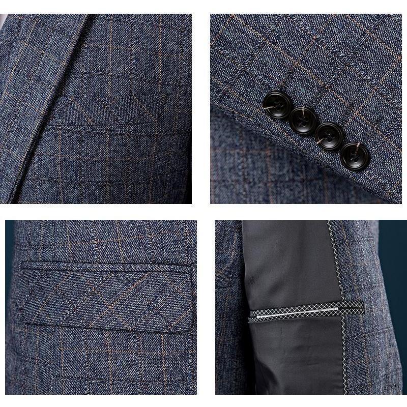 Men's Light Gray Two Button Slim Fit Suit - Three Piece