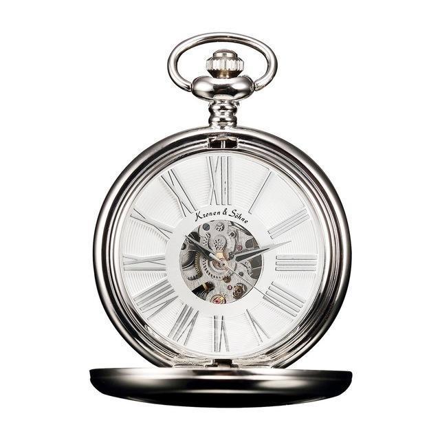 Men's Mechanical Hand Wind Roman Dial Collection Pocket Watches - 4 Colors