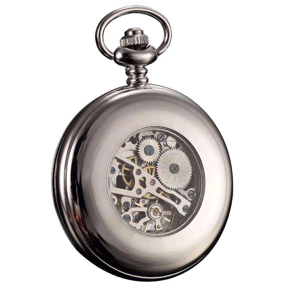 Men's Mechanical Hand Wind Roman Dial Collection Pocket Watches - 4 Colors