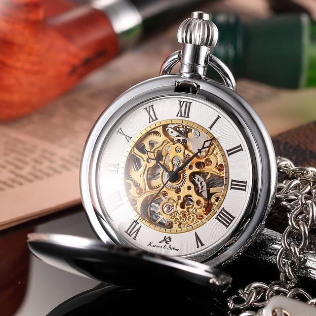 Men's Mechanical Hand Wind Steampunk Collection Pocket Watches - 3 Colors