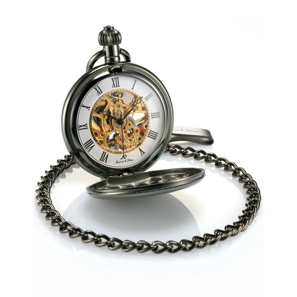 Men's Mechanical Hand Wind Steampunk Roman Pocket Watch