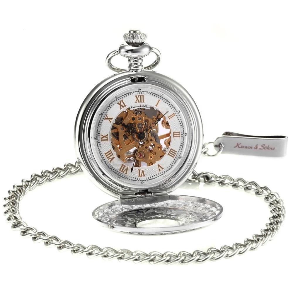 Men's Mechanical Roman Skeleton Collection Pocket Watches - 2 Colors