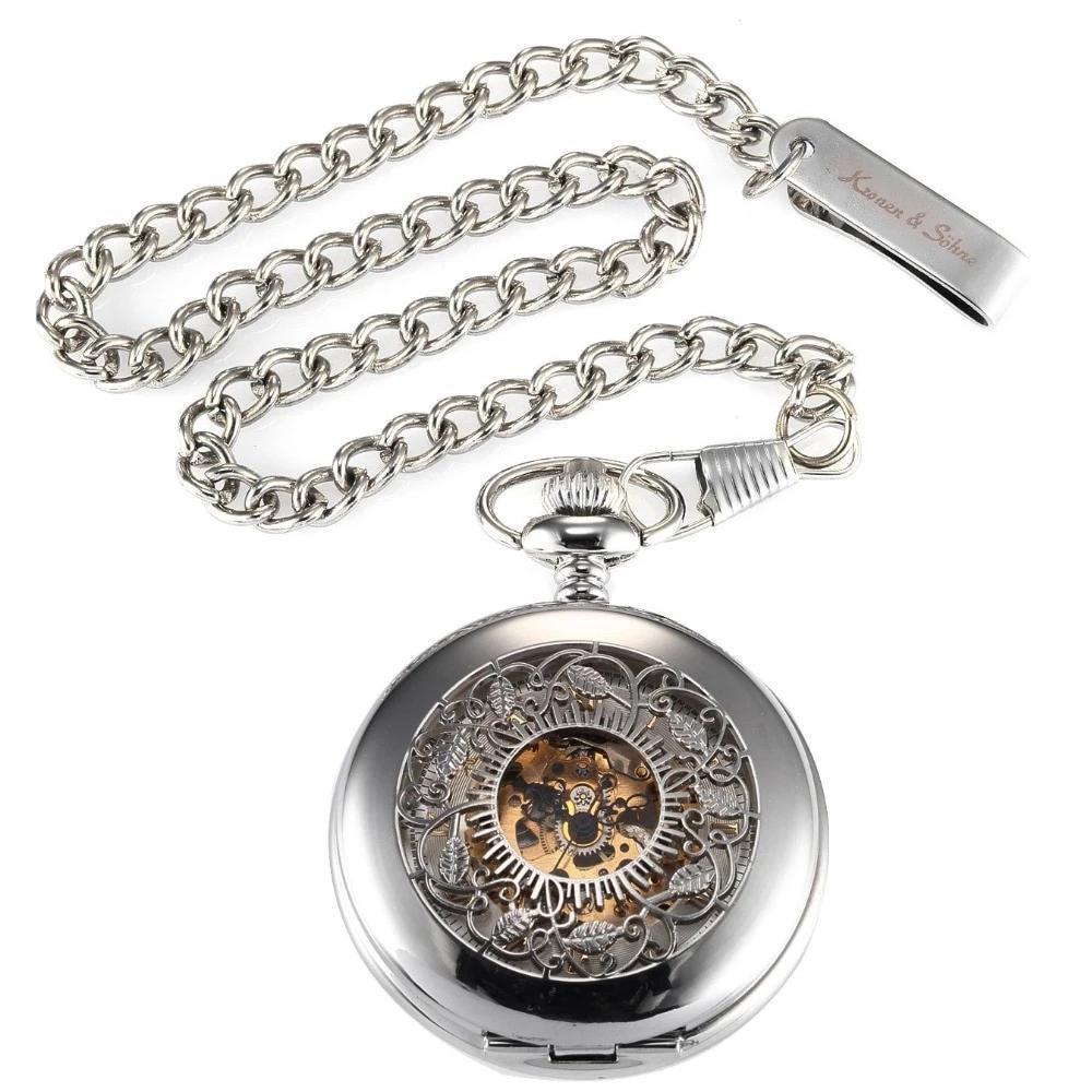 Men's Mechanical Roman Skeleton Collection Pocket Watches - 2 Colors