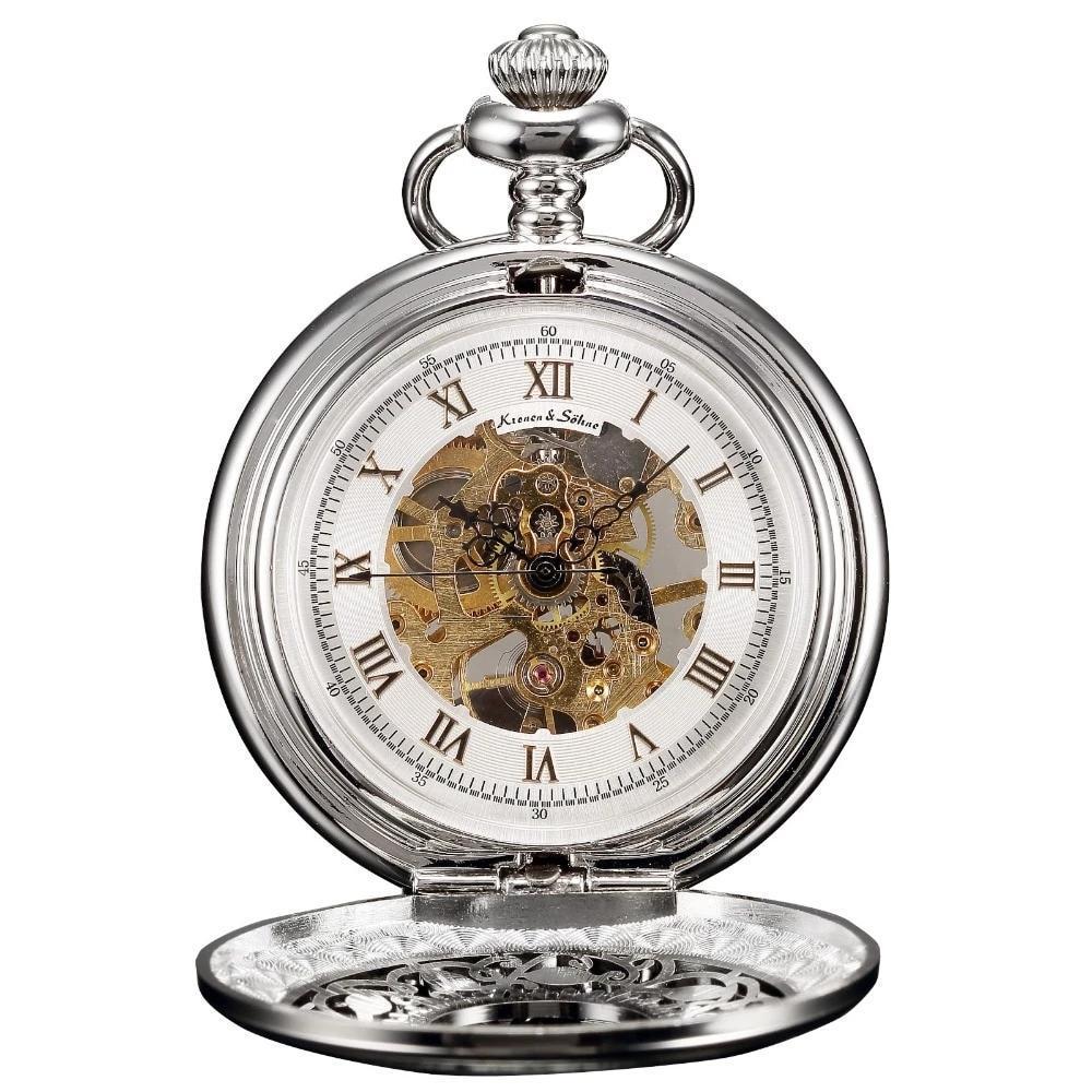 Men's Mechanical Roman Skeleton Collection Pocket Watches - 2 Colors