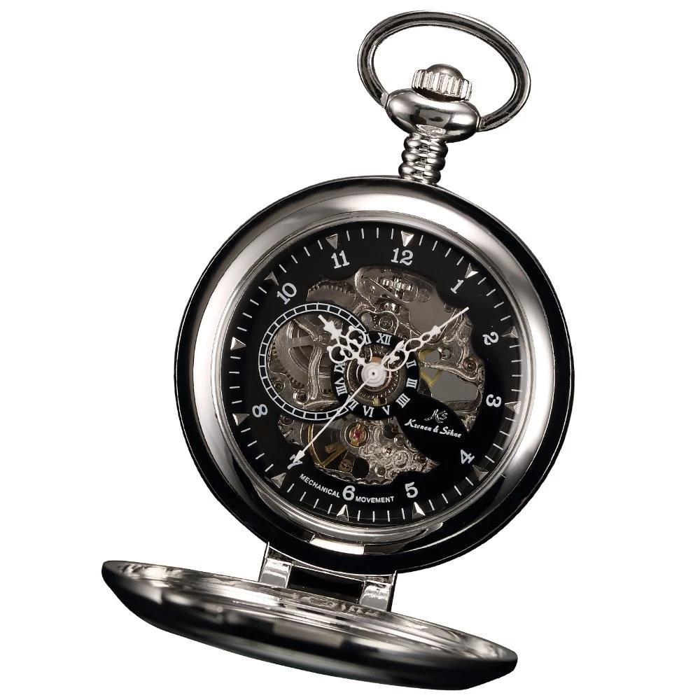 Men's Mechanical Self Stand Case Pocket Watch