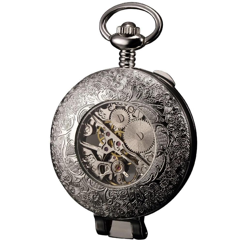 Men's Mechanical Self Stand Case Pocket Watch
