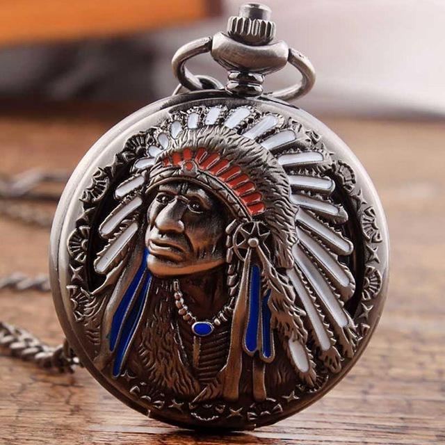 Men's Native Indian Copper Antique Collection Pocket Watches - 2 Colors
