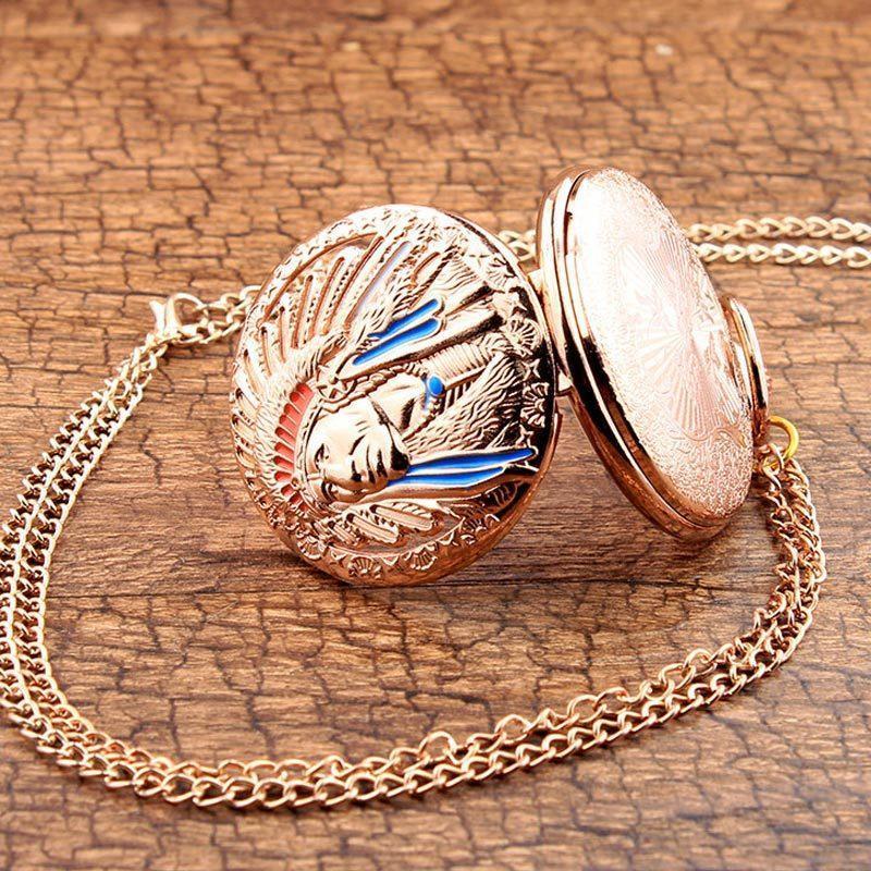 Men's Native Indian Copper Antique Collection Pocket Watches - 2 Colors