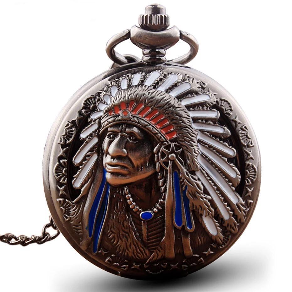 Men's Native Indian Copper Antique Collection Pocket Watches - 2 Colors