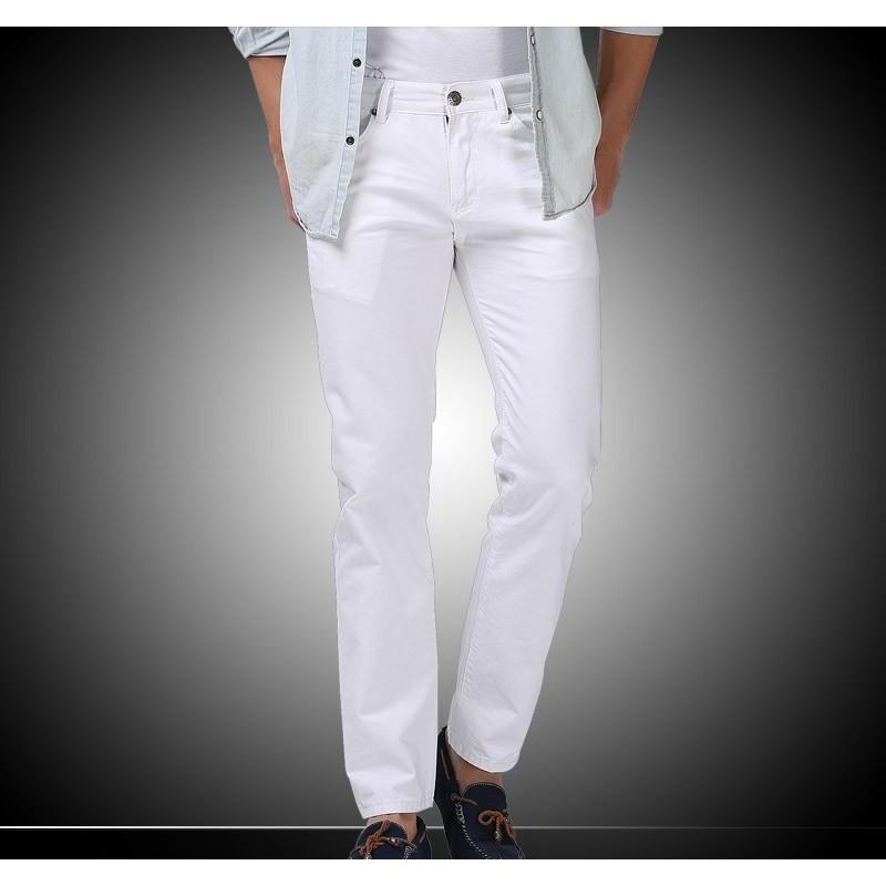 Men's White Slim Fit Straight Jeans - Multiple Sizes