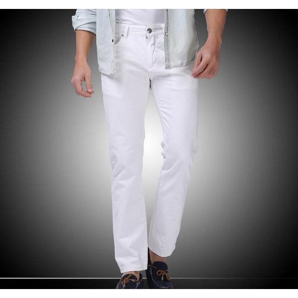 Men's White Slim Fit Straight Jeans - Multiple Sizes