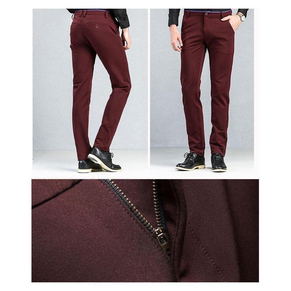 Men's Wine Slim Fit Dress Pants - Multiple Sizes