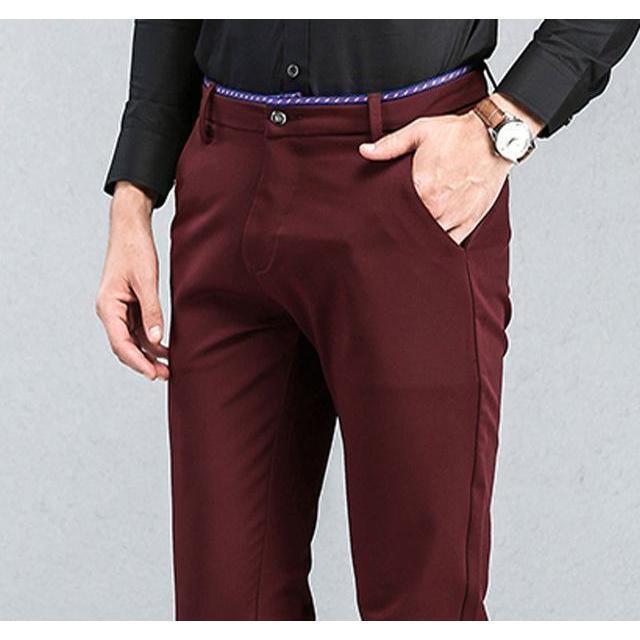 Men's Wine Slim Fit Dress Pants - Multiple Sizes
