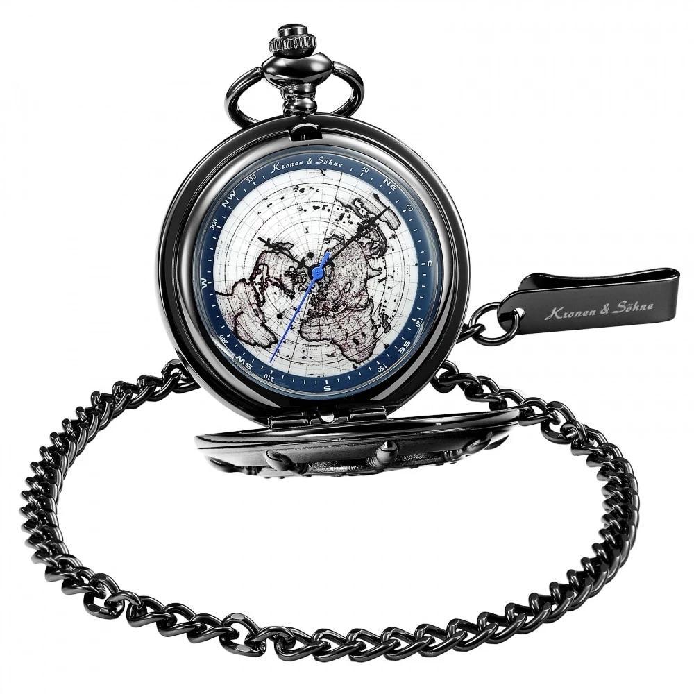 Men's World Map Collection Pocket Watches - 3 Colors