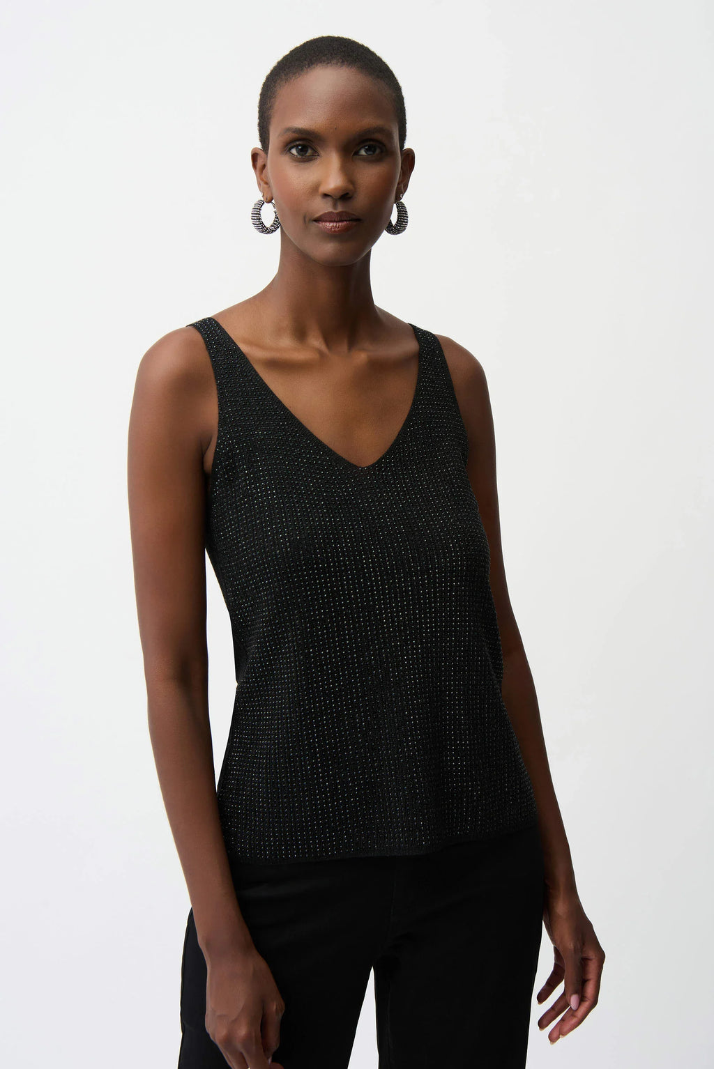 Metallic Knitted Camisole with Rhinestones - 252915