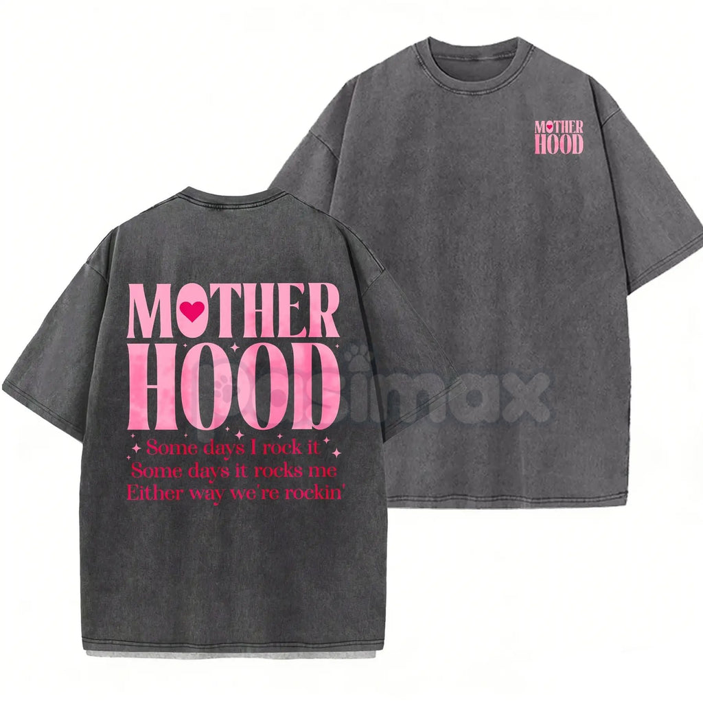 Motherhood Vintage Washed Tee – Aesthetic Minimalist Mom Life Graphic T-Shirt