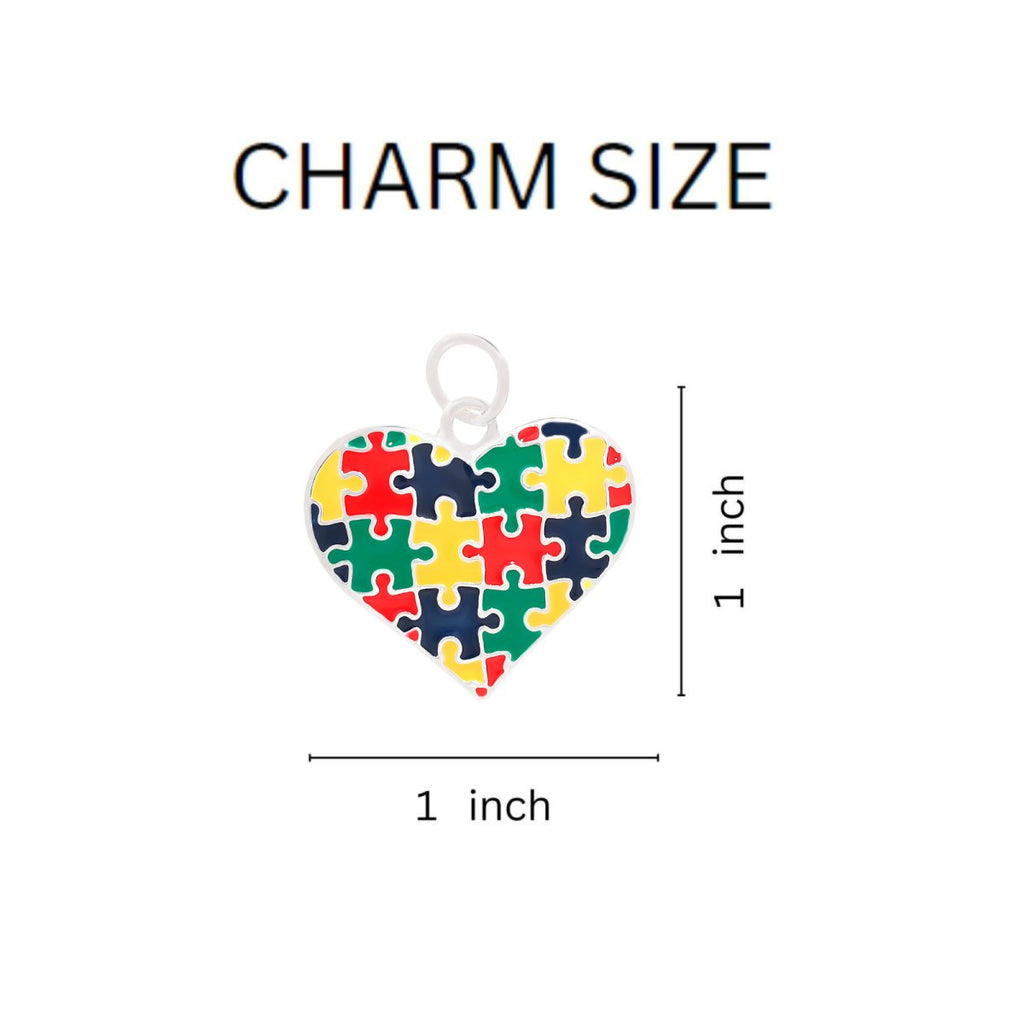 Multicolored Puzzle Piece Heart Horseshoe Key Chains