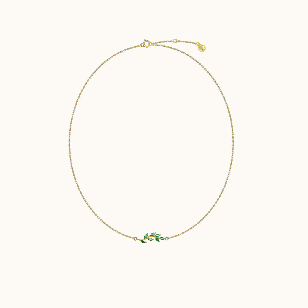 Green CZ Leaves Necklace
