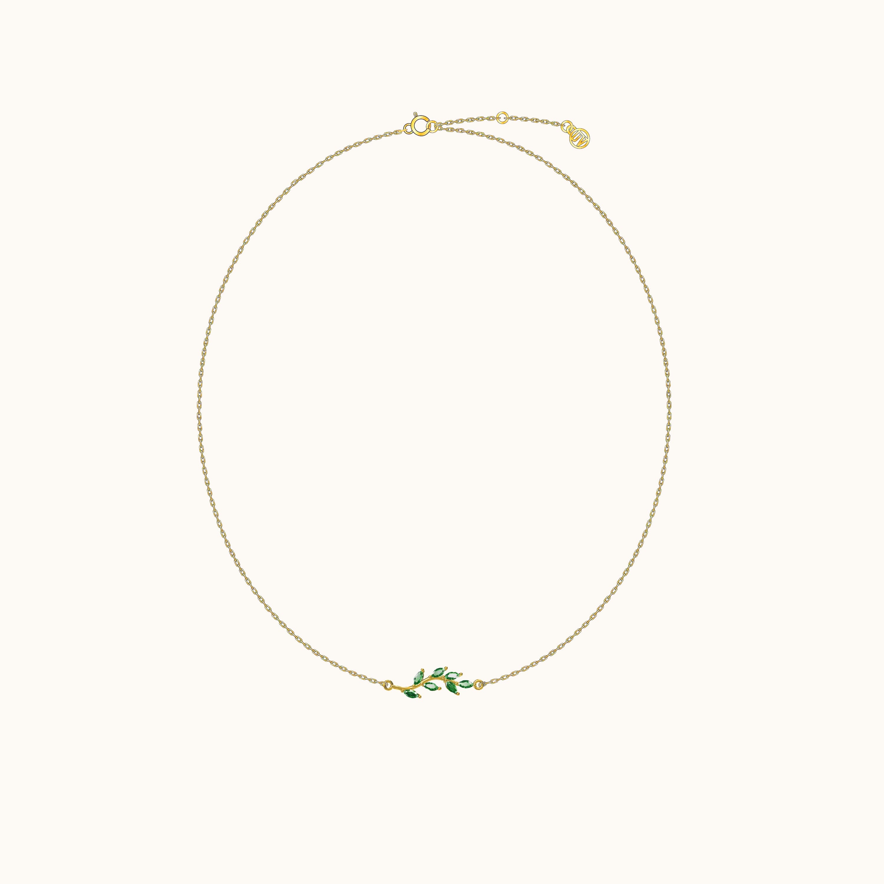 Green CZ Leaves Necklace