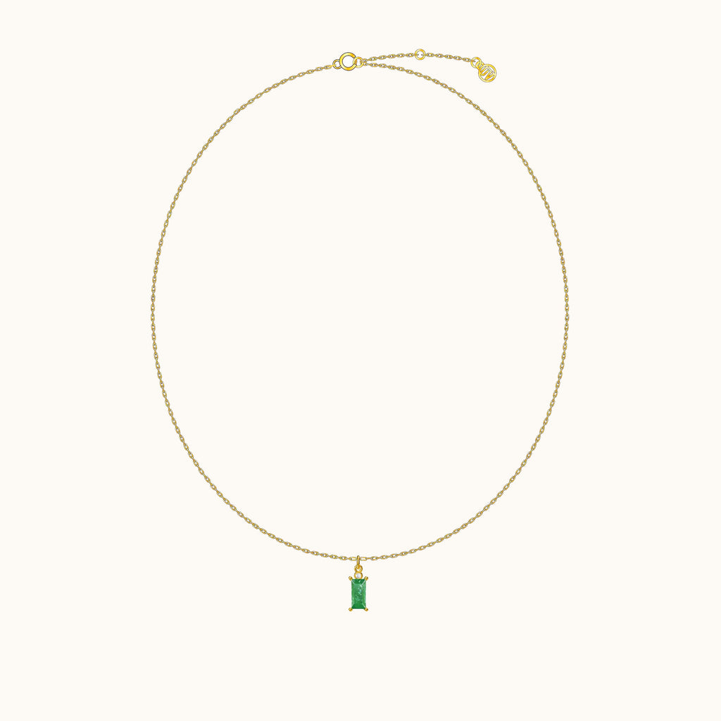 Sage Green Rectangle Gem Necklace