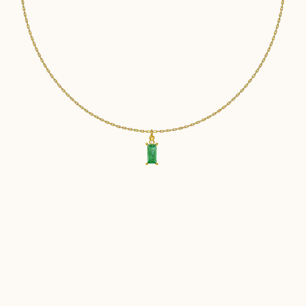 Sage Green Rectangle Gem Necklace