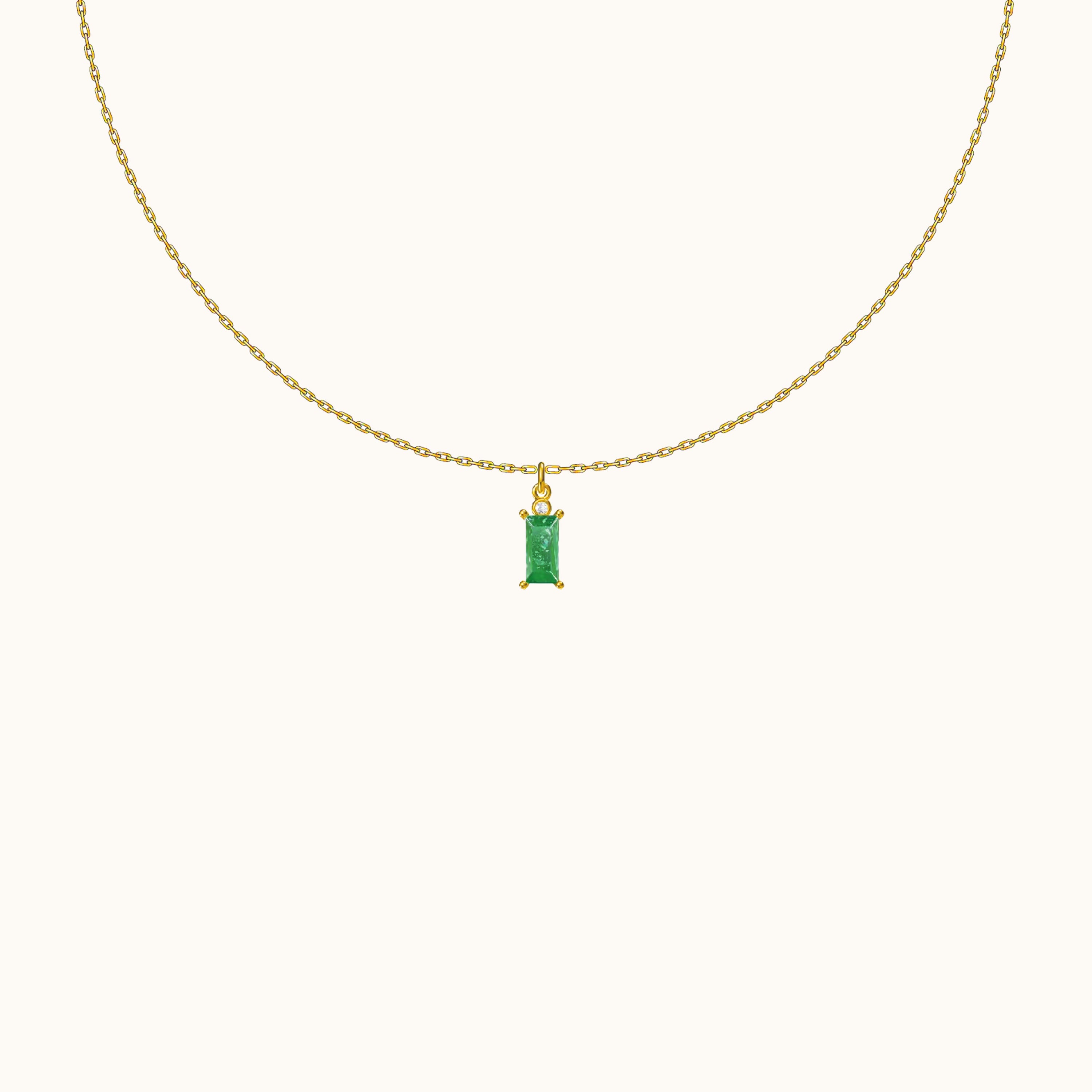 Sage Green Rectangle Gem Necklace