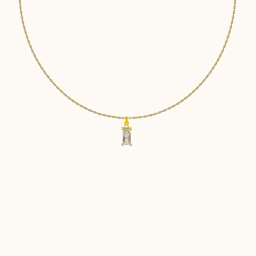 White Rectangle Gem Necklace