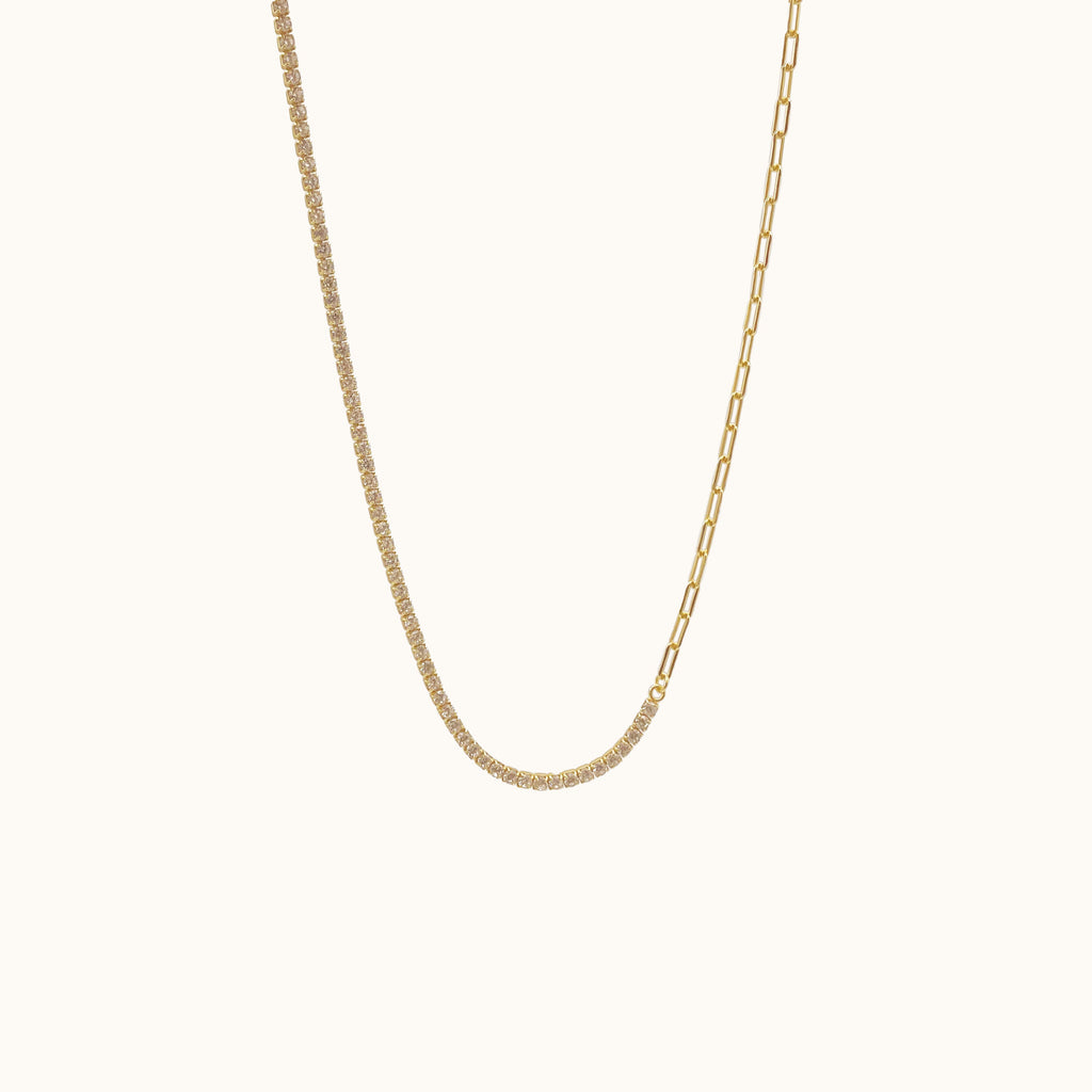 Paperclip Link and CZ Chain Necklace