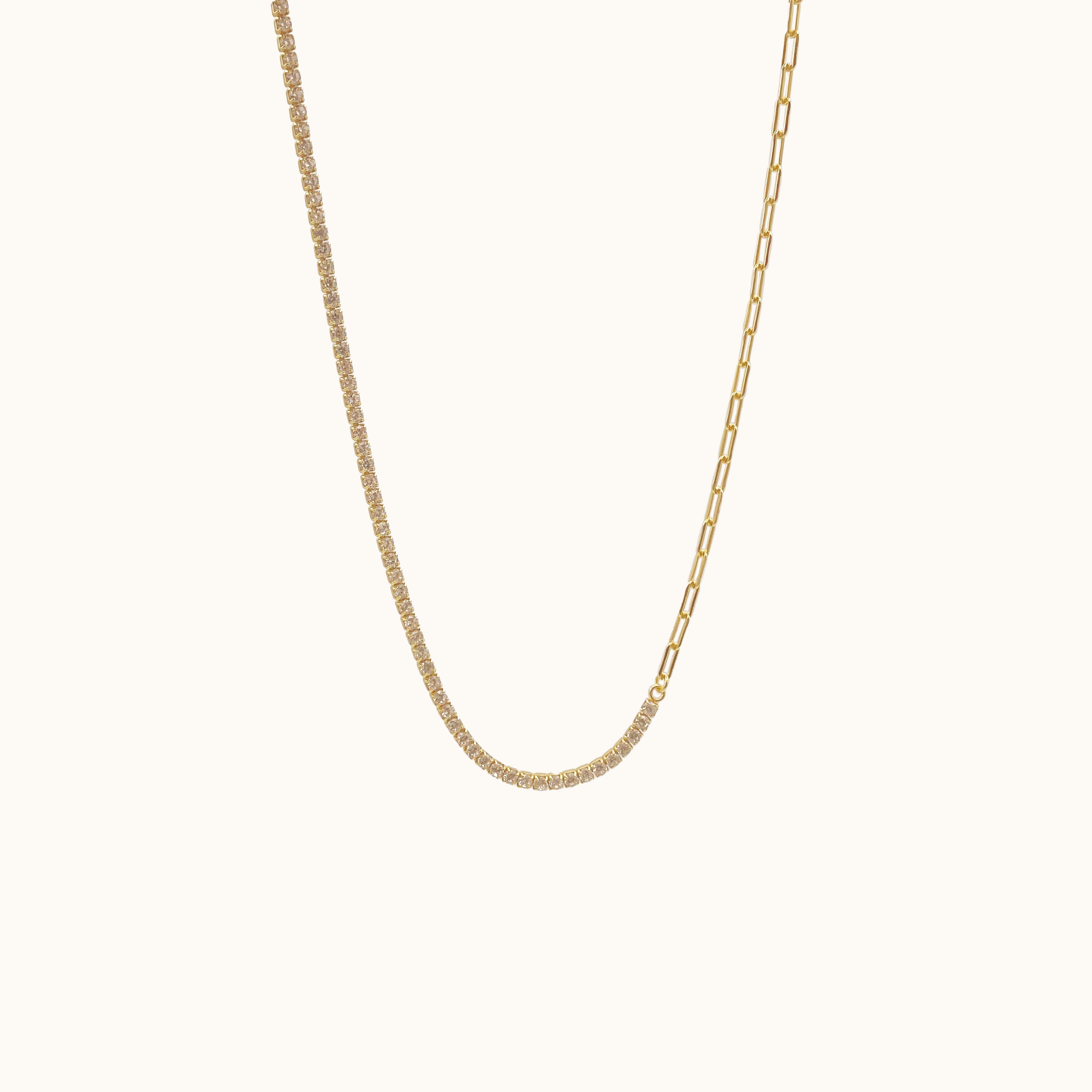 Paperclip Link and CZ Chain Necklace