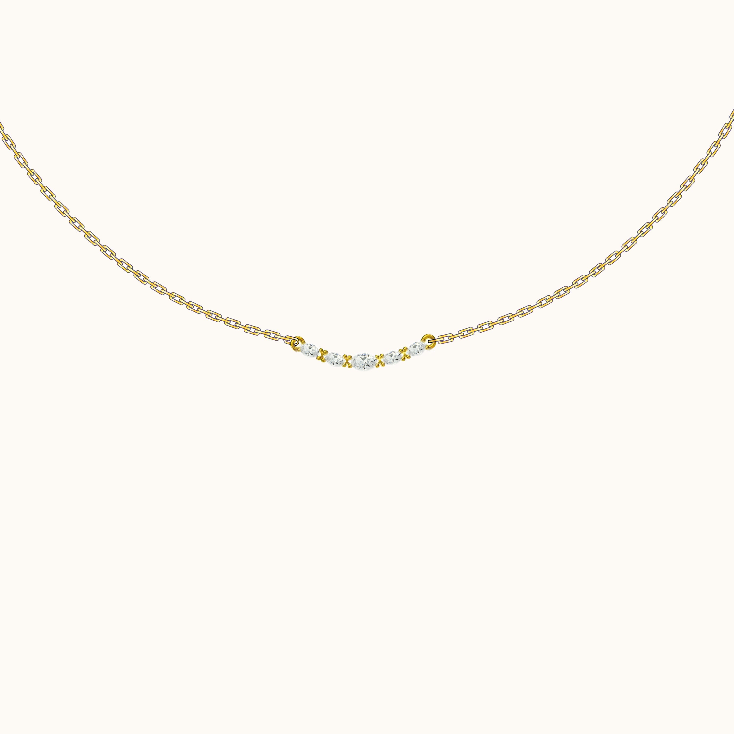 Dainty CZ Pave Smiley Bar Necklace