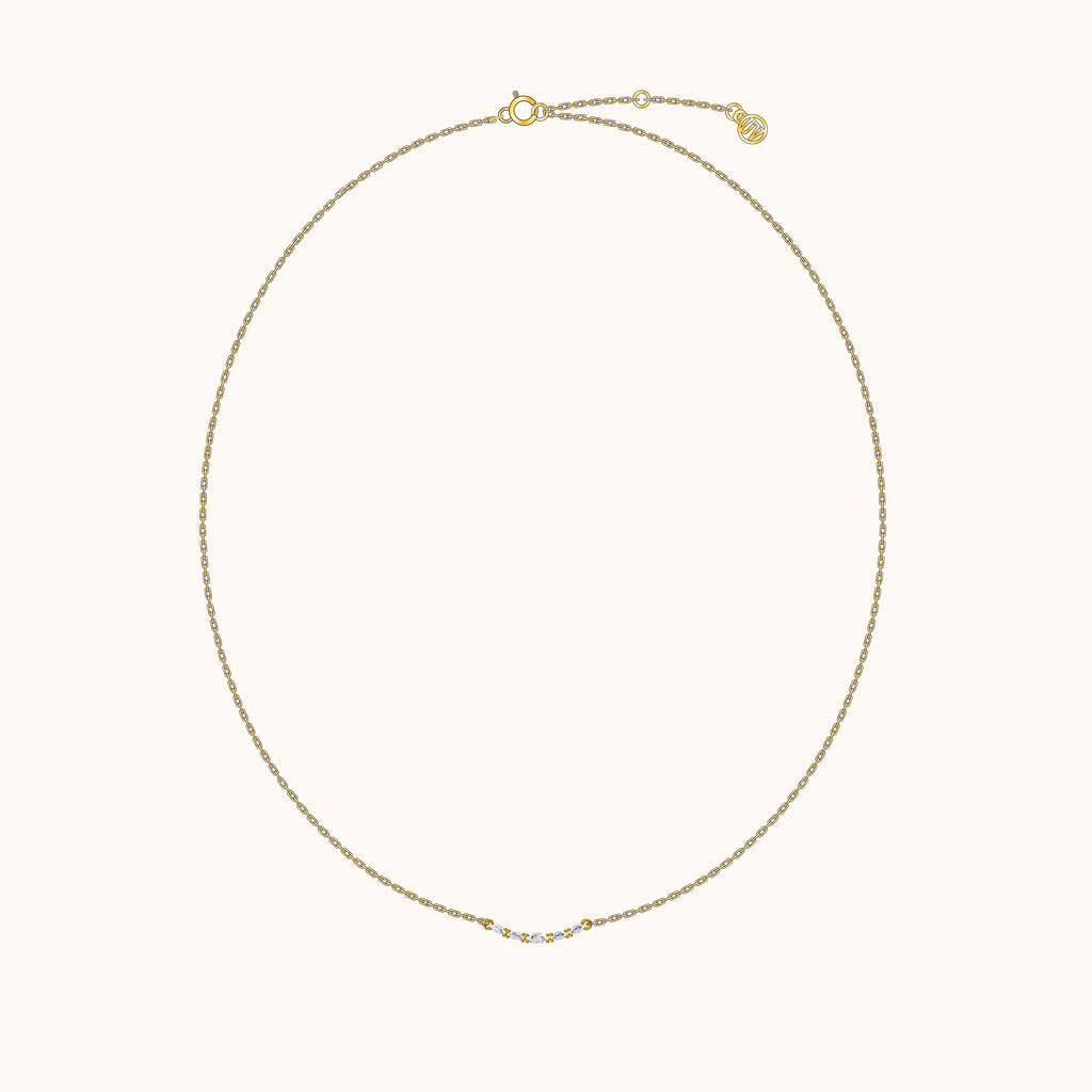 Dainty CZ Pave Smiley Bar Necklace