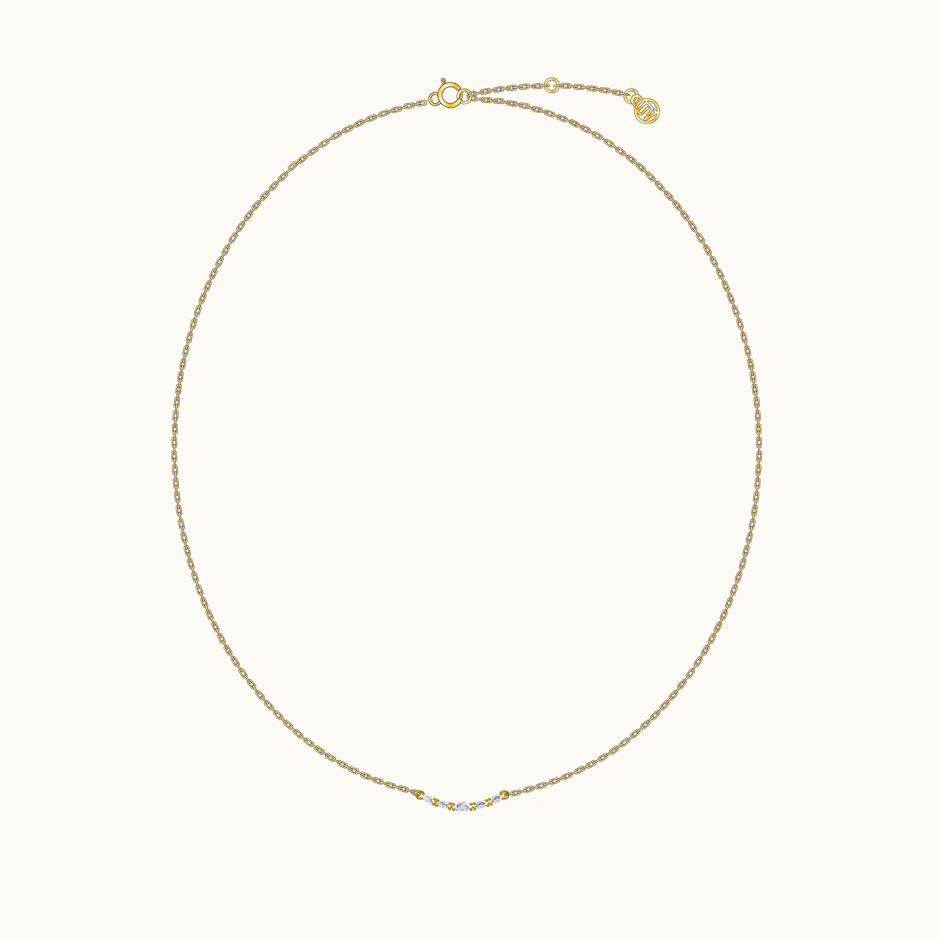 Dainty CZ Pave Smiley Bar Necklace