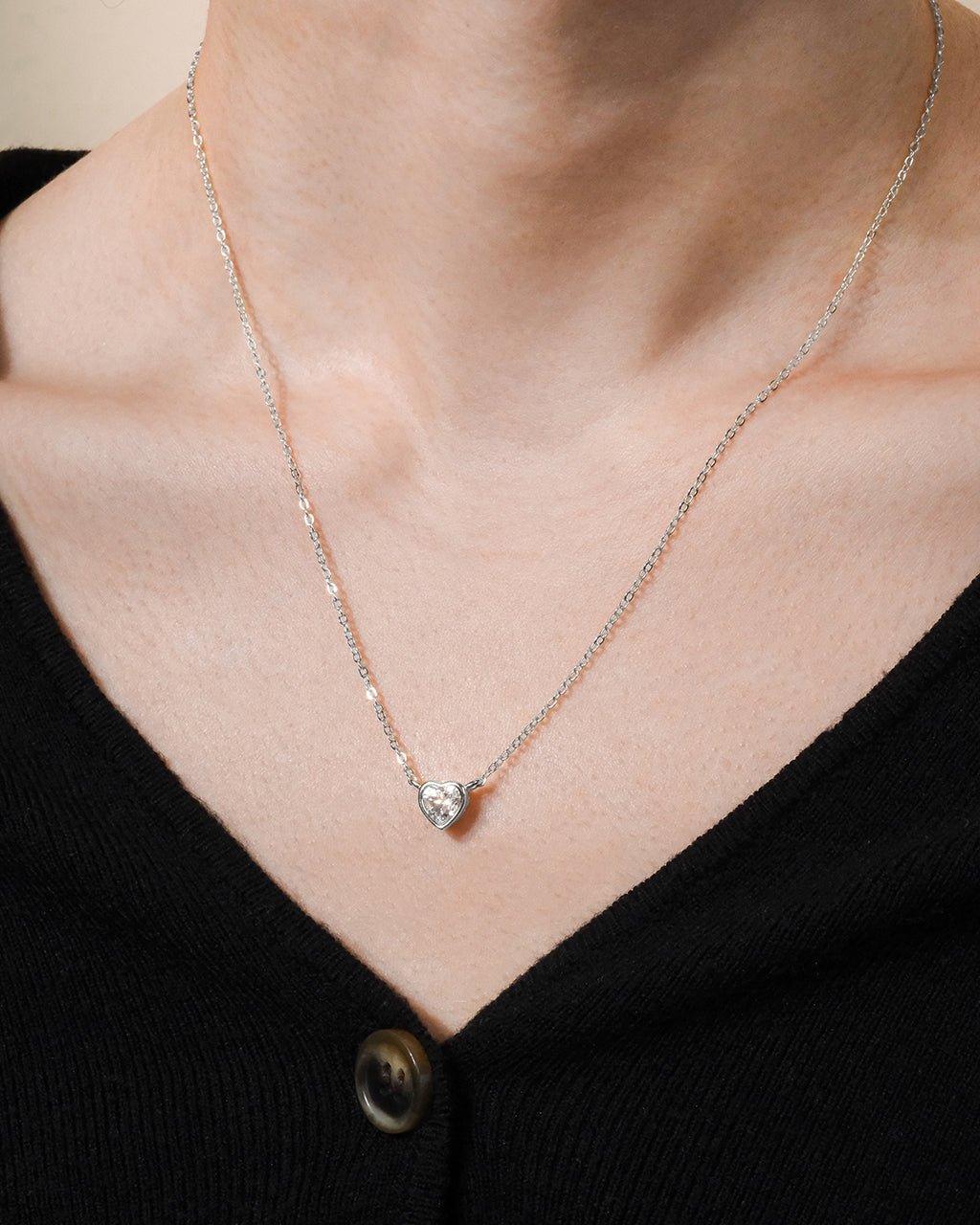 Sterling Silver Heart Bezel Set Pendant