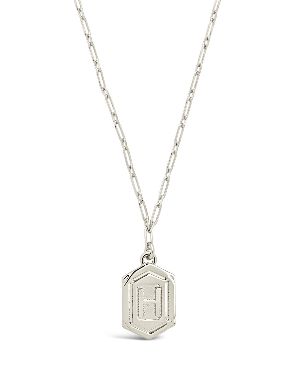 Hexagon Tag Initial Pendant Necklace