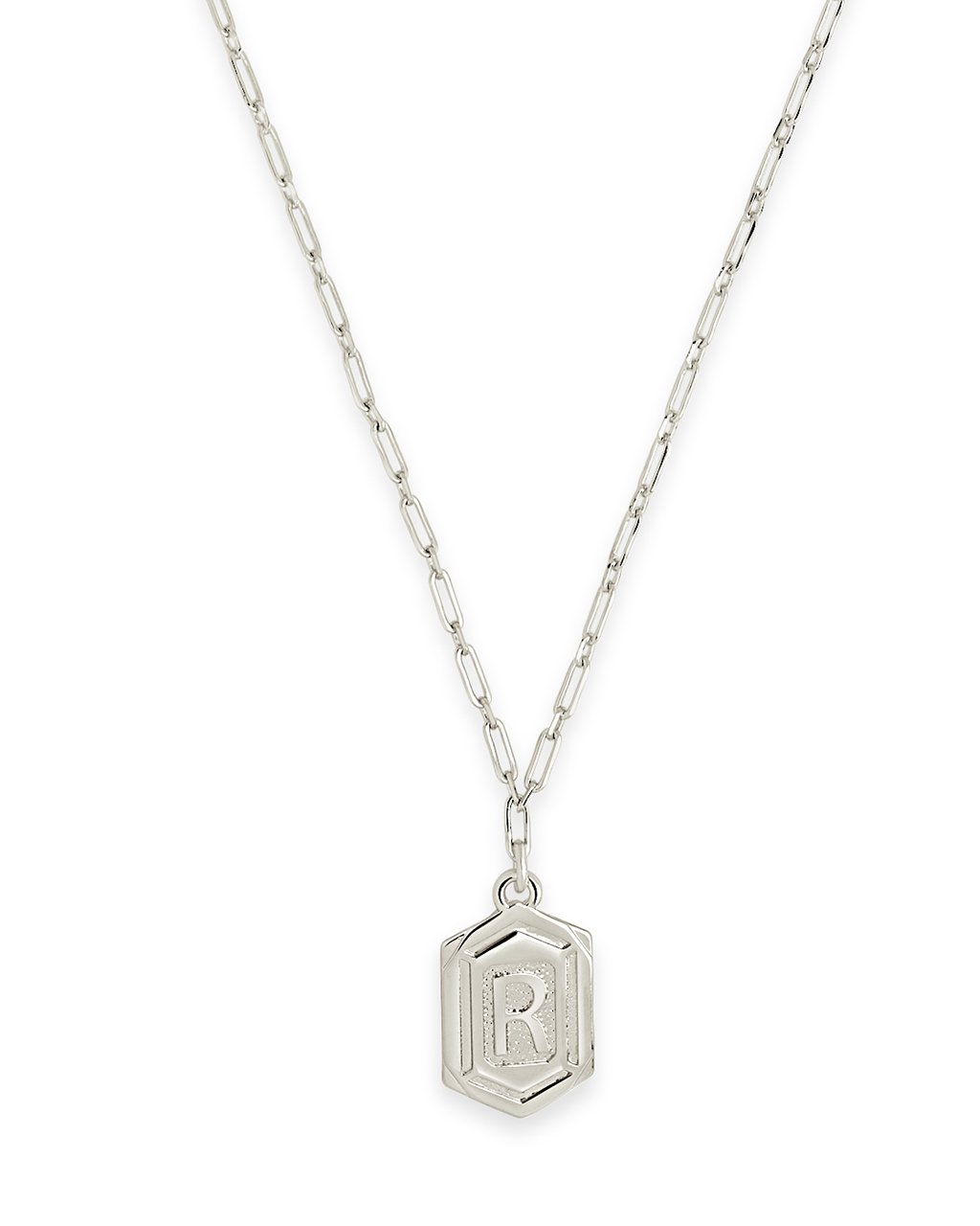 Hexagon Tag Initial Pendant Necklace
