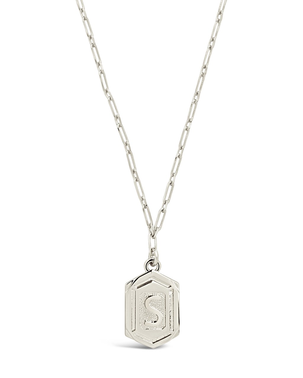 Hexagon Tag Initial Pendant Necklace