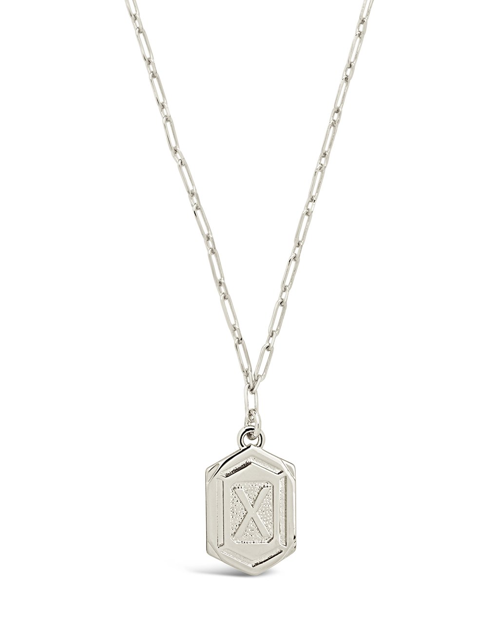 Hexagon Tag Initial Pendant Necklace