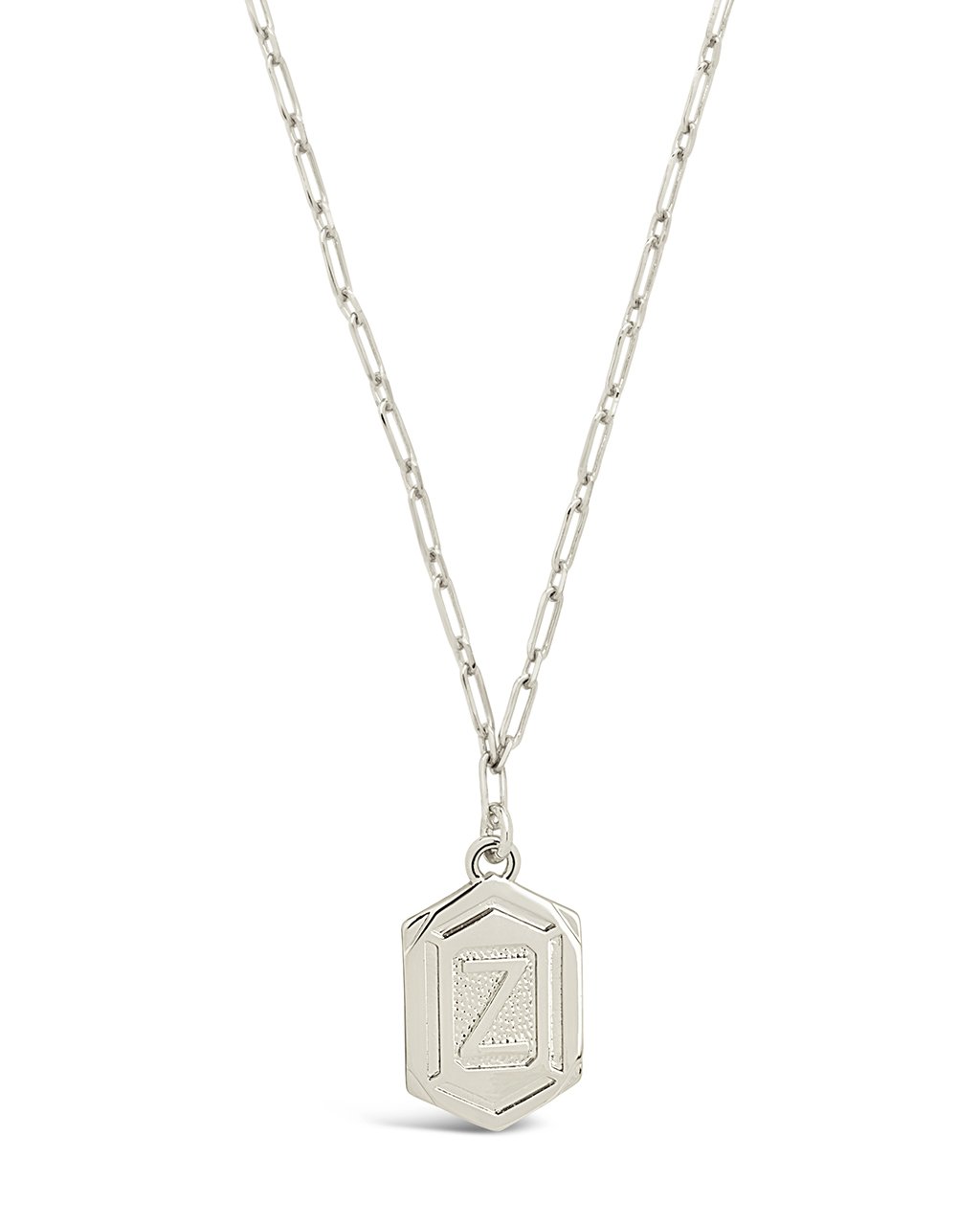 Hexagon Tag Initial Pendant Necklace