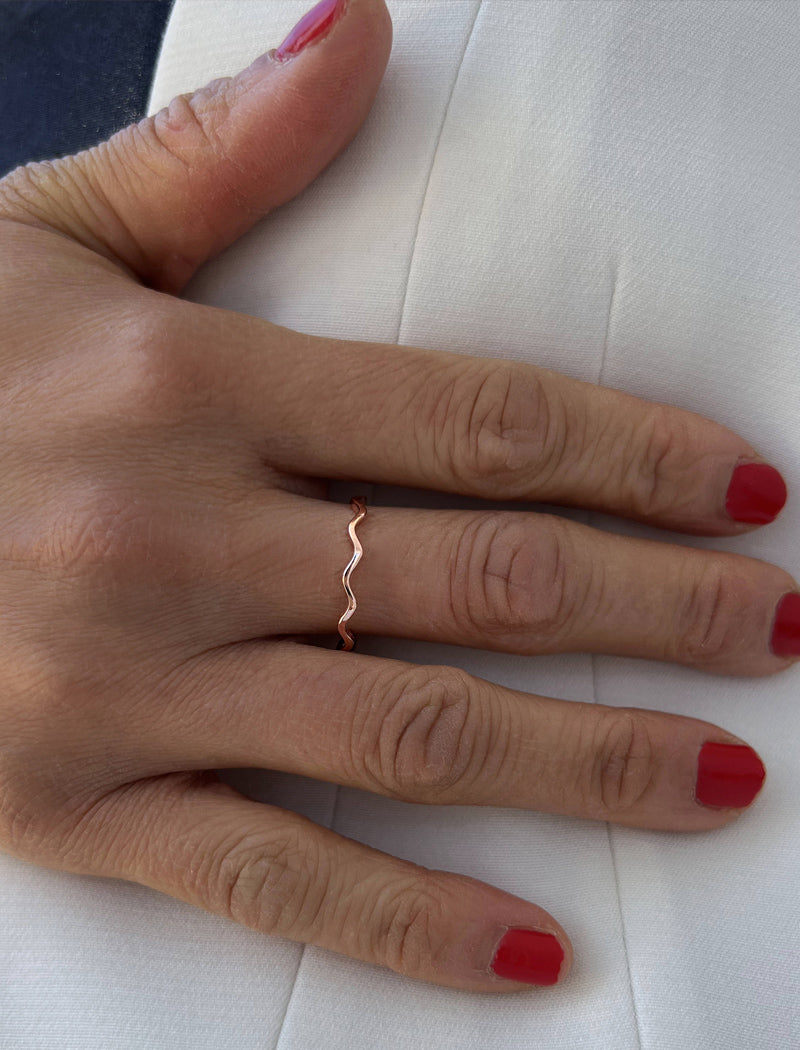 NOODLE Wavy Stackable Ring | 18K Rose Gold Over Sterling Silver