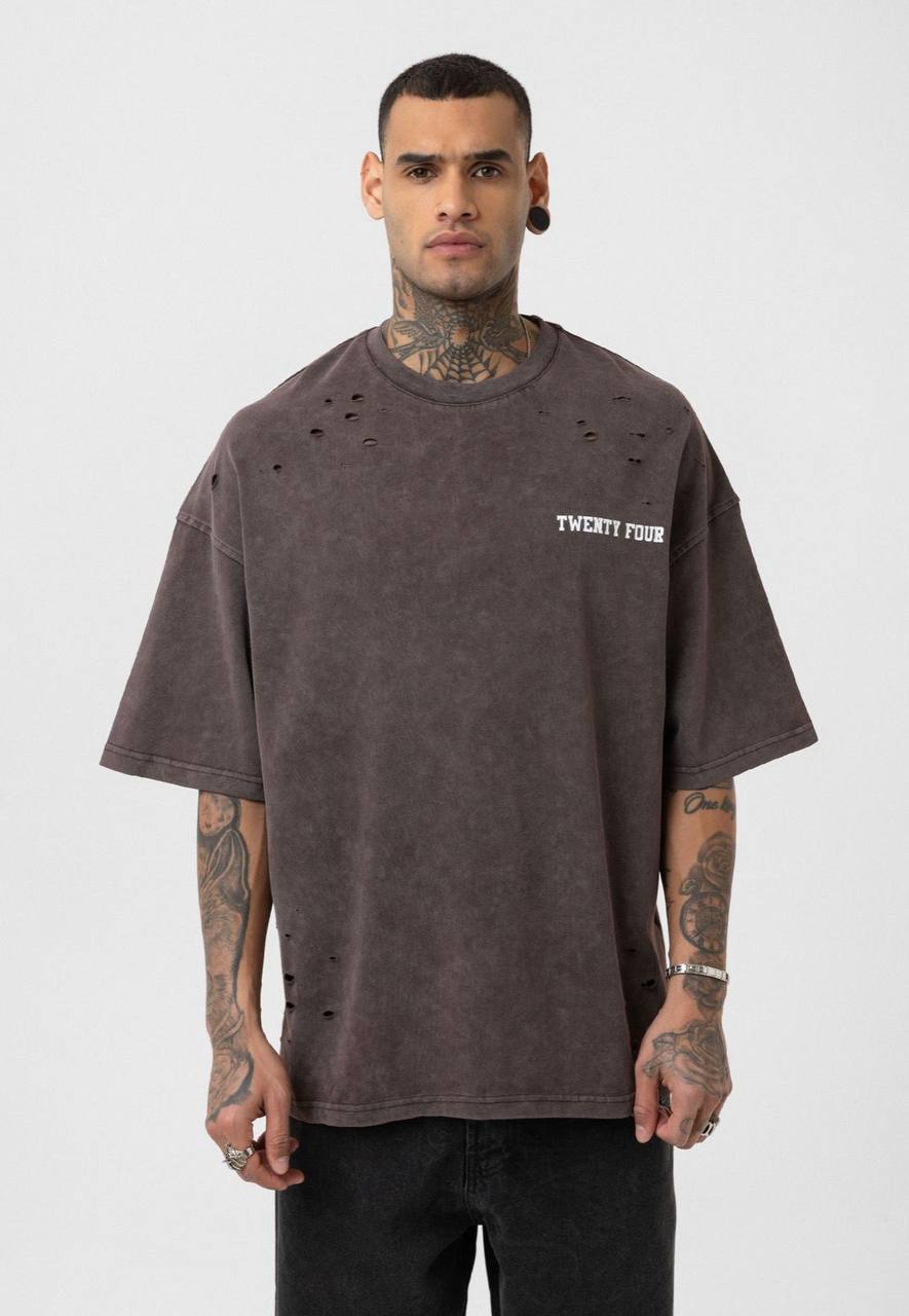 Nahmias Black 24 Blur Boxy Tee - Designer Vintage Style T-Shirt - Streetwear Graphic Top