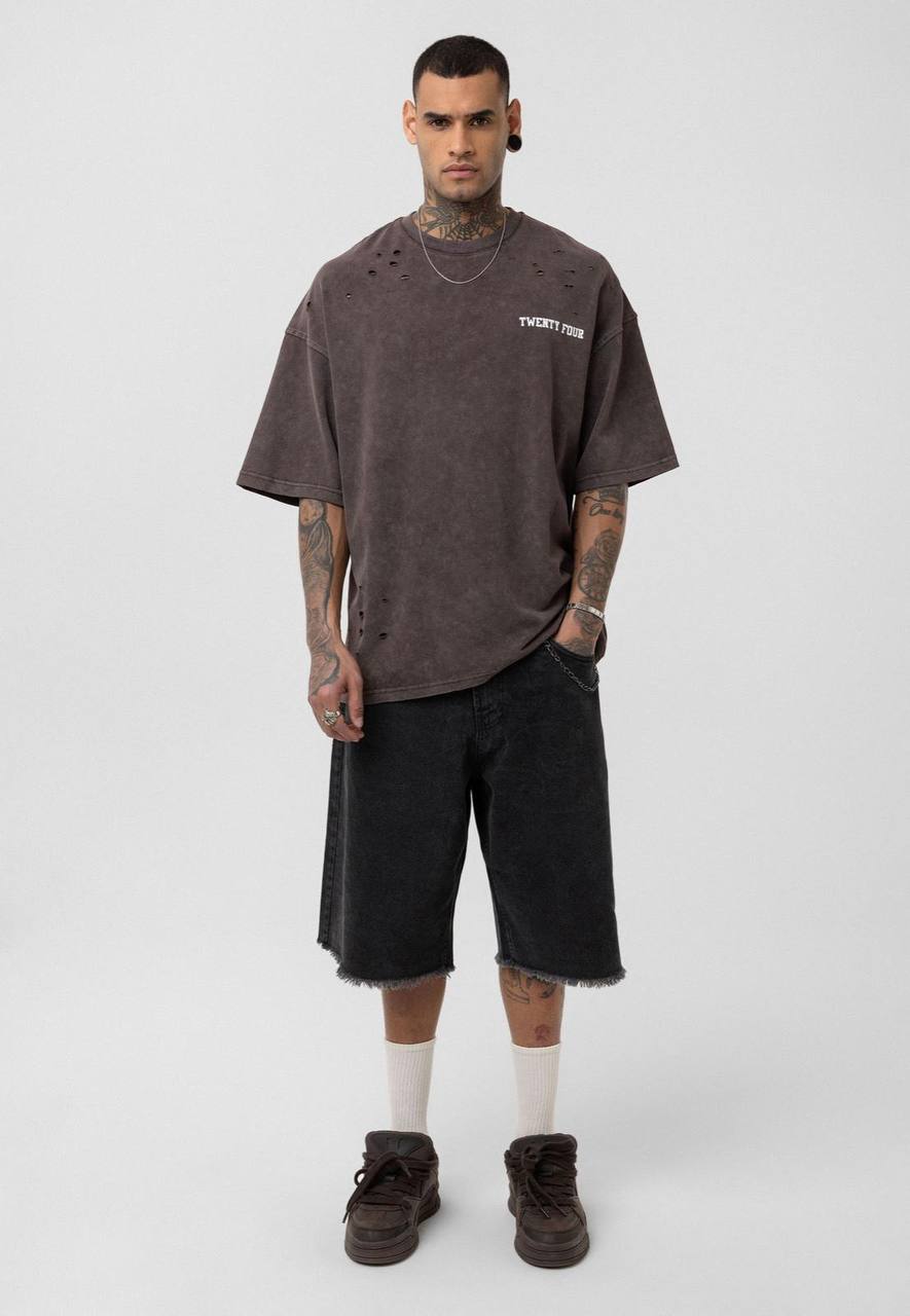 Nahmias Black 24 Blur Boxy Tee - Designer Vintage Style T-Shirt - Streetwear Graphic Top