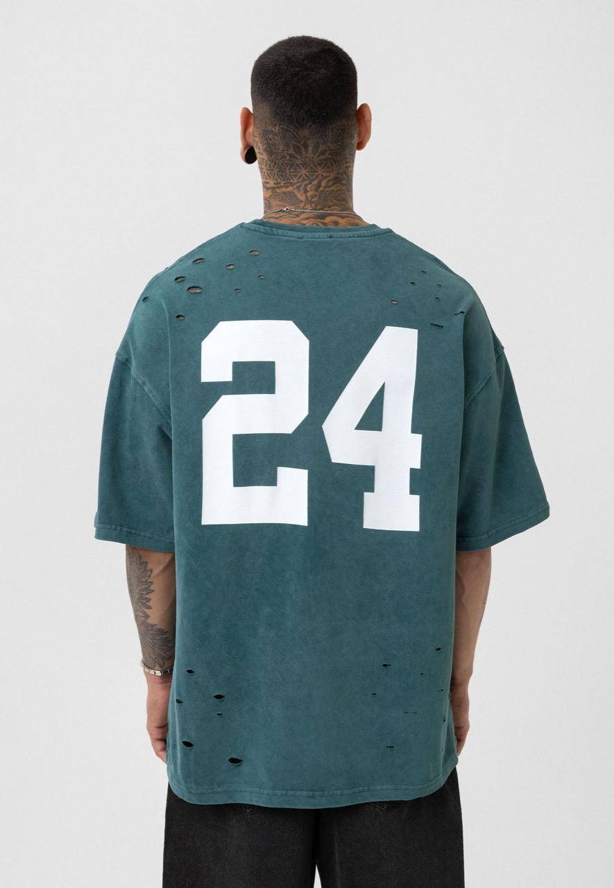 Nahmias Black 24 Blur Boxy Tee - Designer Vintage Style T-Shirt - Streetwear Graphic Top