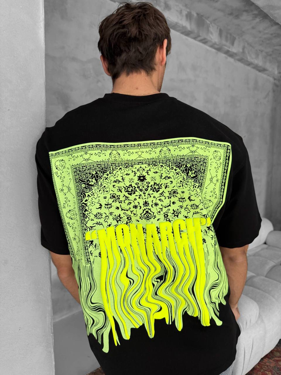 Neon Drip Cotton T-Shirt / Back Print Streetwear Tee