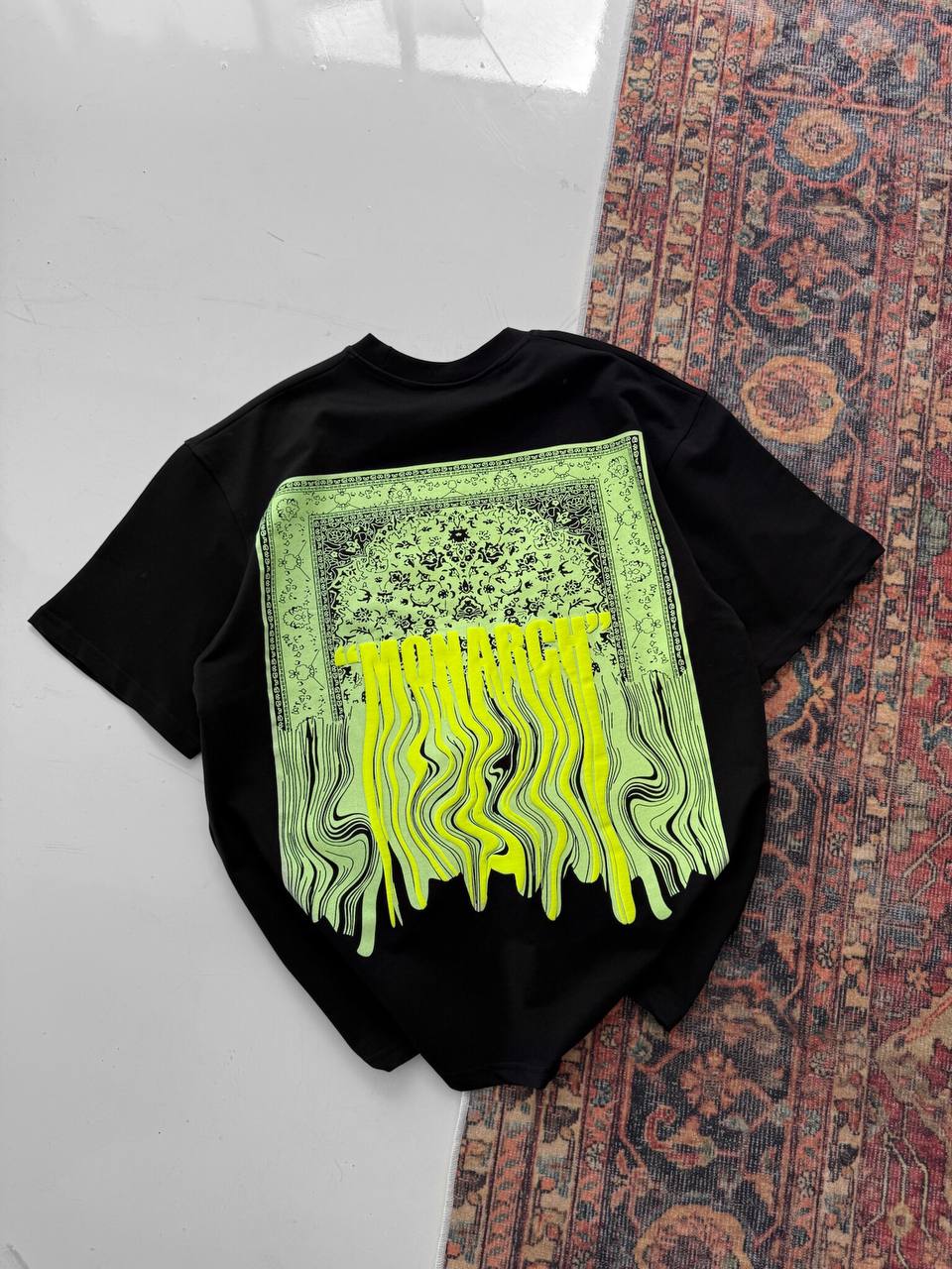 Neon Drip Cotton T-Shirt / Back Print Streetwear Tee