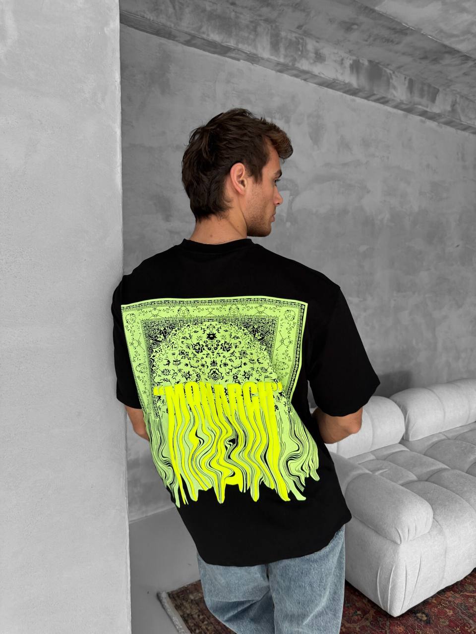Neon Drip Cotton T-Shirt / Back Print Streetwear Tee