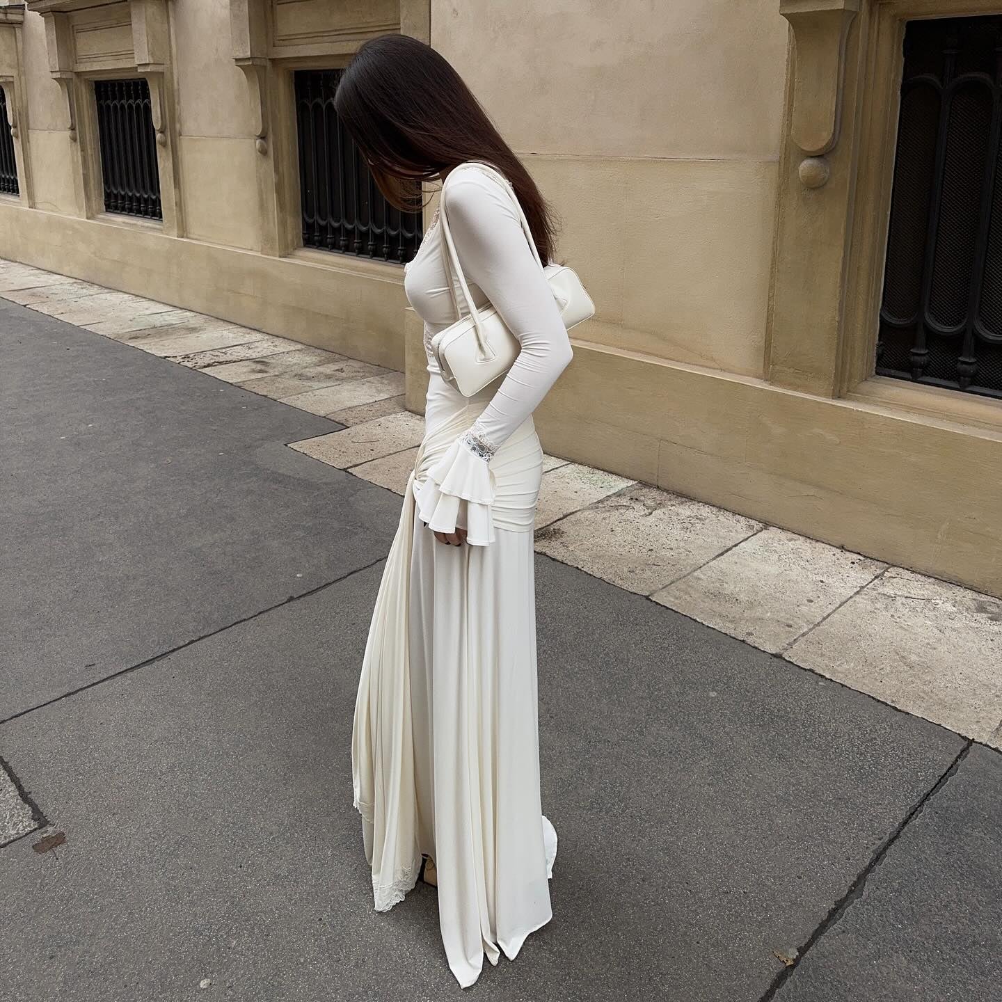 Nice Try Buttery Soft White Maxi Dress With Lace Trim