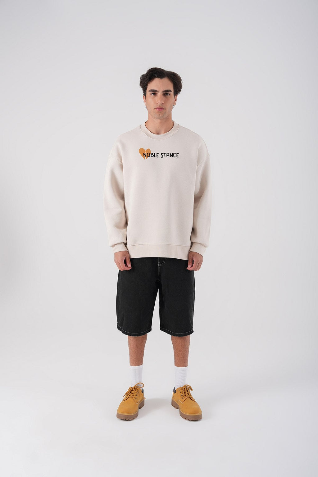 Noble Stance Oversized Sweatshirt: Artistic Heart & Dog Graphic