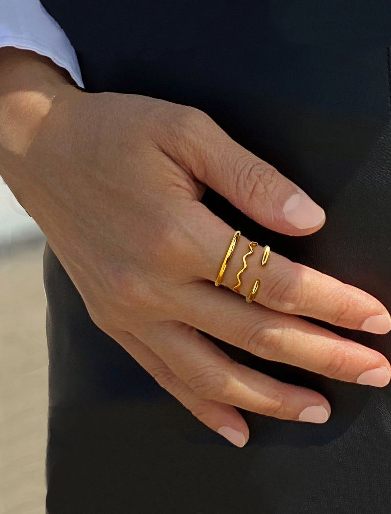 NOODLE Wavy Stacking Ring | 18K Gold Over Sterling Silver